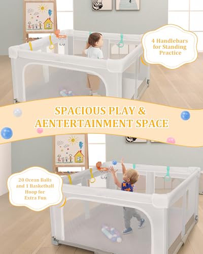 Grand parc pliable bébé de 127x127cm avec structure renforcée et tapis de jeu premium