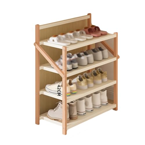 KWMAEEUID Zapatero de 4 Capas, Zapatero de Madera Plegable, Adecuado para 8-12 Pares de Zapatos, Adecuado para dormitorios, garajes, pasillos, entradas, Puertas (Solo Zapatero)