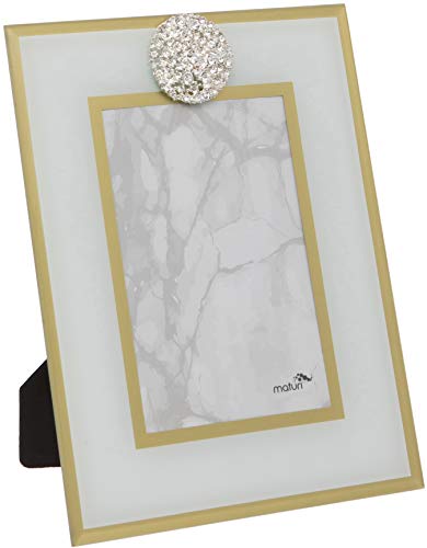 Maturi Cadre Photo en Verre avec Strass et Bord Doré 10 x 15 cm