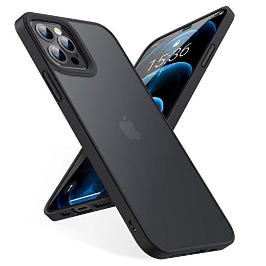 TORRAS Shockproof Compatible for iPhone 12 Pro Max Case, Military Grade Drop Protection Translucent Matte Case Compatible for iPhone 12 Pro Max Phone Case, Guardian Series, Black