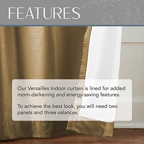 Elrene Home Fashions Versailles Faux-Silk Room-Darkening Curtain Panel, Blackout Curtain With Rod Pocket, 52 Inches By 108 Inches, Gold, 1 Panel #TOP2