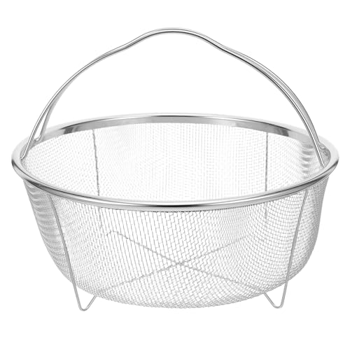 DIYEAH Cesta de Vapor de Acero Inoxidable 23 Cm Patas para Freír y Escurrir, Cesta Multifuncional para Cocinar al Vapor, Colador Versátil para Frutas, Verduras y Fideos