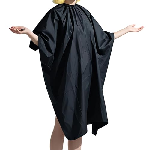 Jecdfs Cape de Coiffeur Professionnelle Respirante, Noire, Taille Universelle 120x140 cm avec Fermeture à Crochet Ajustable et Éponge Confort Gratuite, pour Salons et Usage Domestique