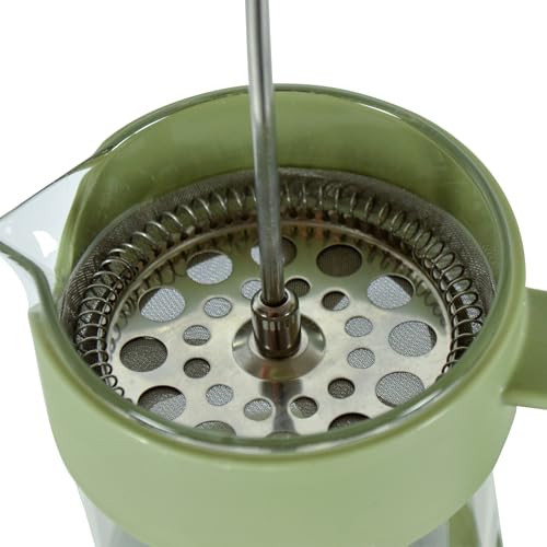 Image of THE BEAN CO French Press Coffee Maker 600 ml | Heat Resistant Borosilicate Glass | 4 Level Filteration (Green)
