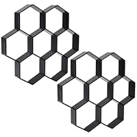 FINGERINSPIRE 2 Packung Sechseckige Betonformen Und Formen Aus Kunststoff Schwarze Trittsteinform Betonformen Pflastersteinformen Trittsteinform Kunststoffformen Für Garten DIY Zementpflasterformen