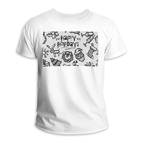 T-shirt coton col rond dessin main Noël 01 multicolore en maille de qualité supérieure