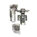 Onus 509T 105 Degree 35mm Half Overlay Self Closing Frameless Kitchen Cabinet Door Hinges Nickel Plated Finish (2 Pairs)