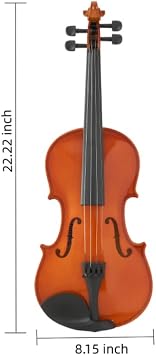 4/4 Full Size Acoustic Violin Set for Beginners & Professionals, Fiddle Kit with Violin Hard Case Bow Rosin - Natural Color