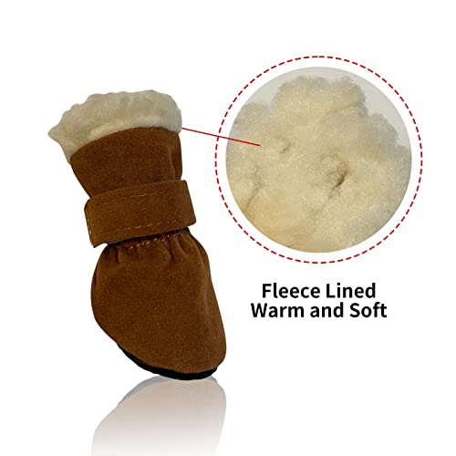 Aufeeky Dog Boots, Fleece Dog Shoes For Small Dogs, Anti-Slip Sole Dog Boots & Paw Protectors, Dog Winter Snow Booties For Outdoor Walking Running #TOP1
