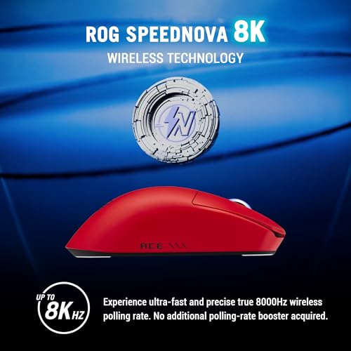 Image of ASUS ROG Harpe II Ace Wireless Esports Gaming Mouse - Pro-Tested, Right-Handed, 48g Lightweight, Tri-Mode Connectivity, 42K DPI, 8K Polling, 101Hr Battery, Web-Based Tool, PC /Mac Support - Lava Red