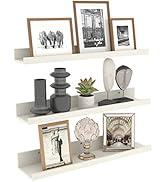 Calenzana 24 Inch Floating Shelves Wall Mounted Set of 3, Rustic Wooden Picture Ledge Shelf for L...