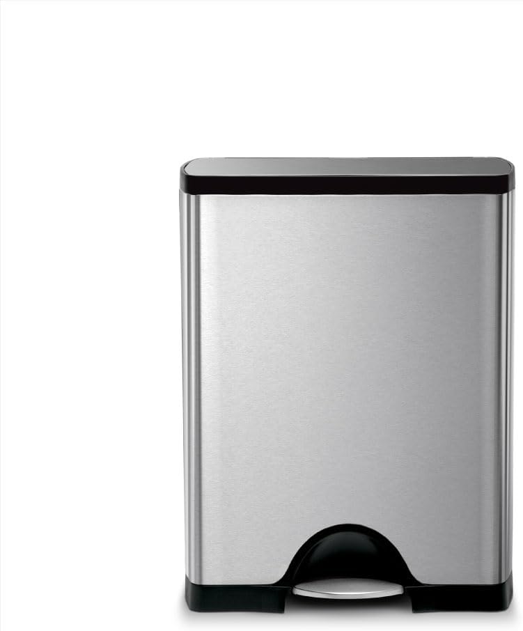 simplehuman 50 Liter / 13.0 Gallon Rectangular Kitchen Step Trash Can, Brushed Stainless Steel 50 Liter Trash Can