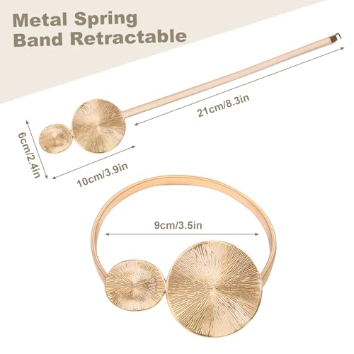 Minicoco Curtain Tie Backs 2 Pack Gold Curtain Tie Backs for Home Office Room Decor Minimalist Style Metal Springs Curtain Holdbacks(Golden Disk) - Image 2
