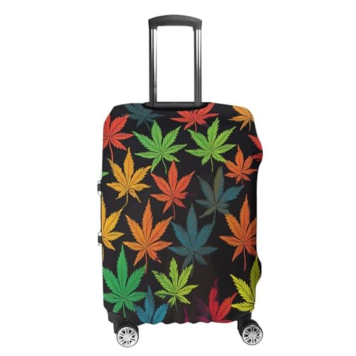 Travel Luggage Cover Elastic Suitcase Protector Anti-Scratch Washable Colorful Cannabis Leaves Luggage Sleeve Tsa Approved Carry on Covers Baggage Cover Fits 18-32 Inch Luggages4