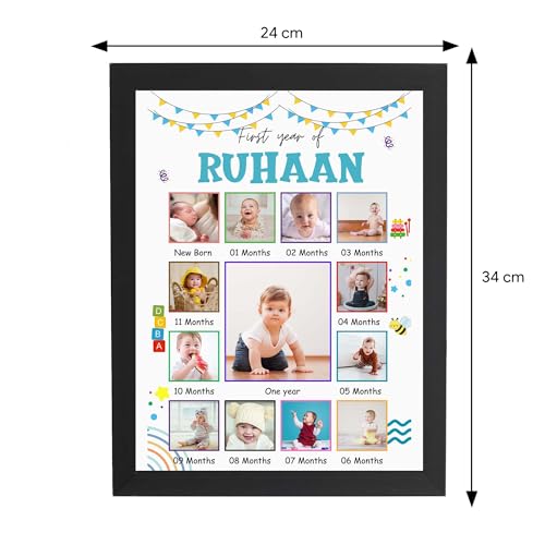 Image of ASHVAH 12 Months Baby Boy Photo Frame 01st Birthday One Year Personalized 12 Images With Texts Best Gift (BABY 12 MONTH) - 127