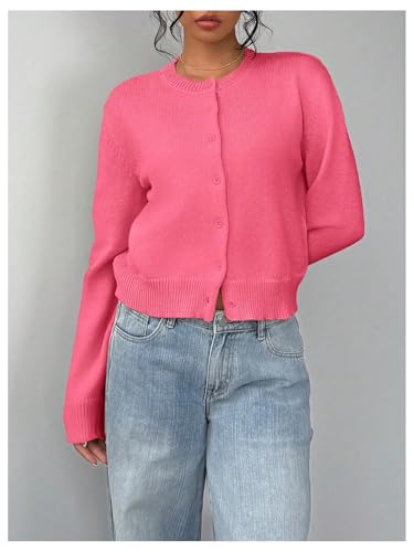 Image of SOLY HUX Women's Button Down Cropped Lightweight Cardigan Sweater Cute Fall Fashion 2026