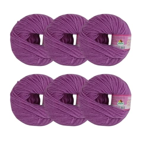 Image of Vardhman Baby Soft Yarn Pack of 6 - 4-Ply Acrylic Wool 150g Total | Soft Yarn for Knitting & Crocheting Baby Blankets, Sweaters, Toys & Accessories | 86m per 25g Ball (1, Magenta Purple)