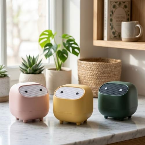 Image of Soko Cute Portable Mini Trash Can, Small One-Key Press Plastic Fancy Desktop Dustbin Waste /Garbage Disposal for Home, Office, Bathroom, Bedroom, Kitchen, Work, Study Table - Pink