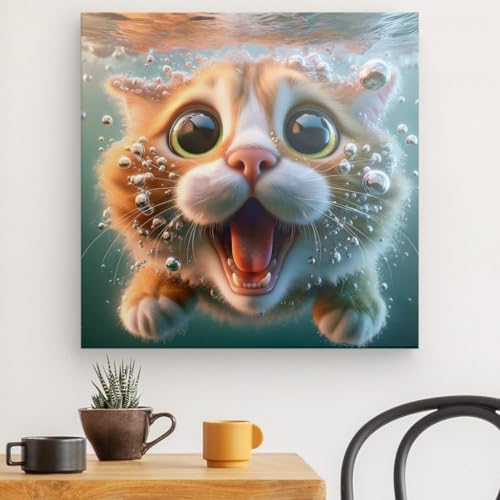Toile murale chat surréaliste Wedecored 60x60 pour mur vide et triste