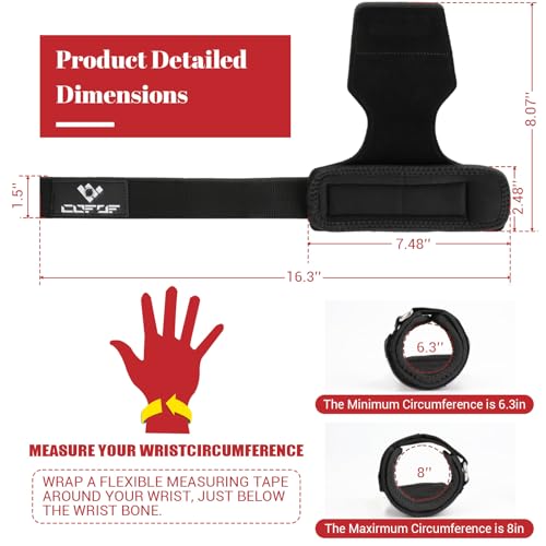 COFOF Weight Lifting Wrist Strap,Double Layer Leather Weightlifting Wrist Strap for Deadlift and Powerlifting, Adjustable Neoprene Padded Gym Workout Lifting Wrist Hooks for Men/Women(Pair)