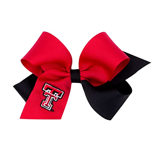 Divine Creations Girls' Collegiate Themed Game Day Two-Tone Hair Bow by Wee Ones on a WeeStay Clip, Classic Grosgrain, Medium, Texas Tech