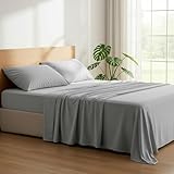 Mellanni Bed Sheet Set - Brushed Microfiber 1800 Bedding - Wrinkle, Fade, Stain Resistant - Hypoallergenic - 4 Piece (King, Light Gray)