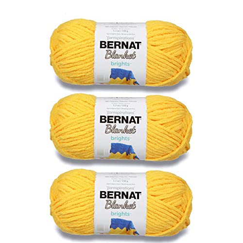 Image of Bernat Blanket Brights School Bus Yellow Yarn - 3 Pack of 150g /5.3oz - Polyester - 6 Super Bulky - 108 Yards - Knitting /Crochet