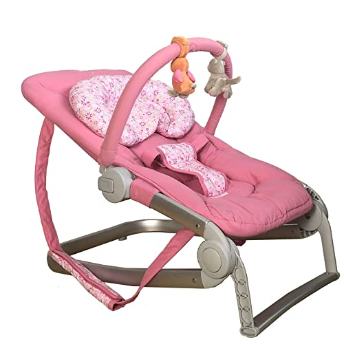 Bambisol Transat Bebe Luxe con barra de juegos | Cabezal ajustable, reclinable, fijo, o balcón, color rosa Cover
