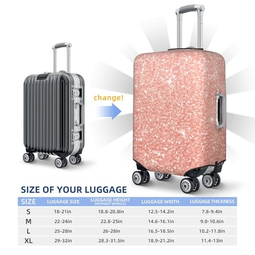 Rose Gold Glitter Print Luggage Covers For Suitcase,Elastic Washable & Stretchable Suitcase Covers For Luggage,- Fits 18-32 Inch Luggage-No Luggage Included4