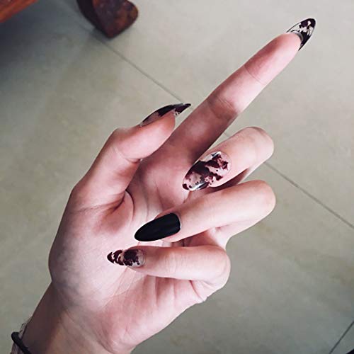 Asooll 24Pcs Party Glossy False Nails Red Ballerina Fake Nails Short Full Cover Art Tips on Fake Nails for Women and Girls