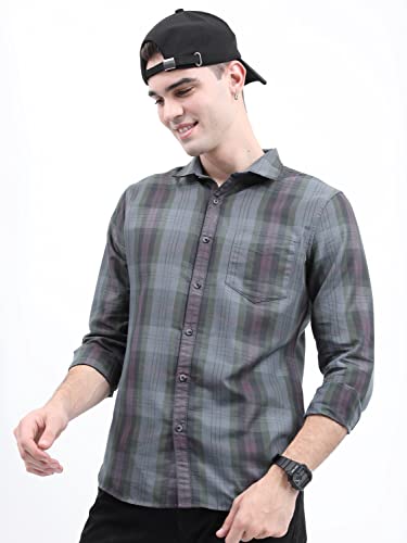 Image of KETCH Men Polycotton Slim Fit Checked Full Sleeve Shirt