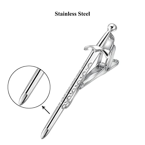 Image of Sword Tie Clip for Men Novelty Silver Gold Black Tie Bar Personalized Unique Party Jewelry Gift
