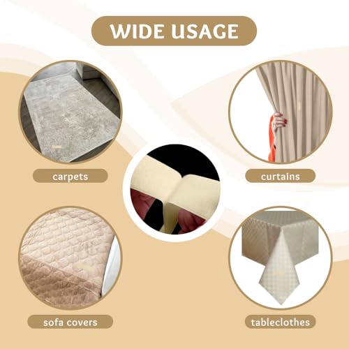 Image of 1.5 inch x 1 Yards Light Beige Wide Hook and Loop with Self Adhesive Tape Strong Sticky Back Roll Nylon Heavy Duty Strips Excellent Grip Fabric Softener for Home Office School Car Craft Organizer