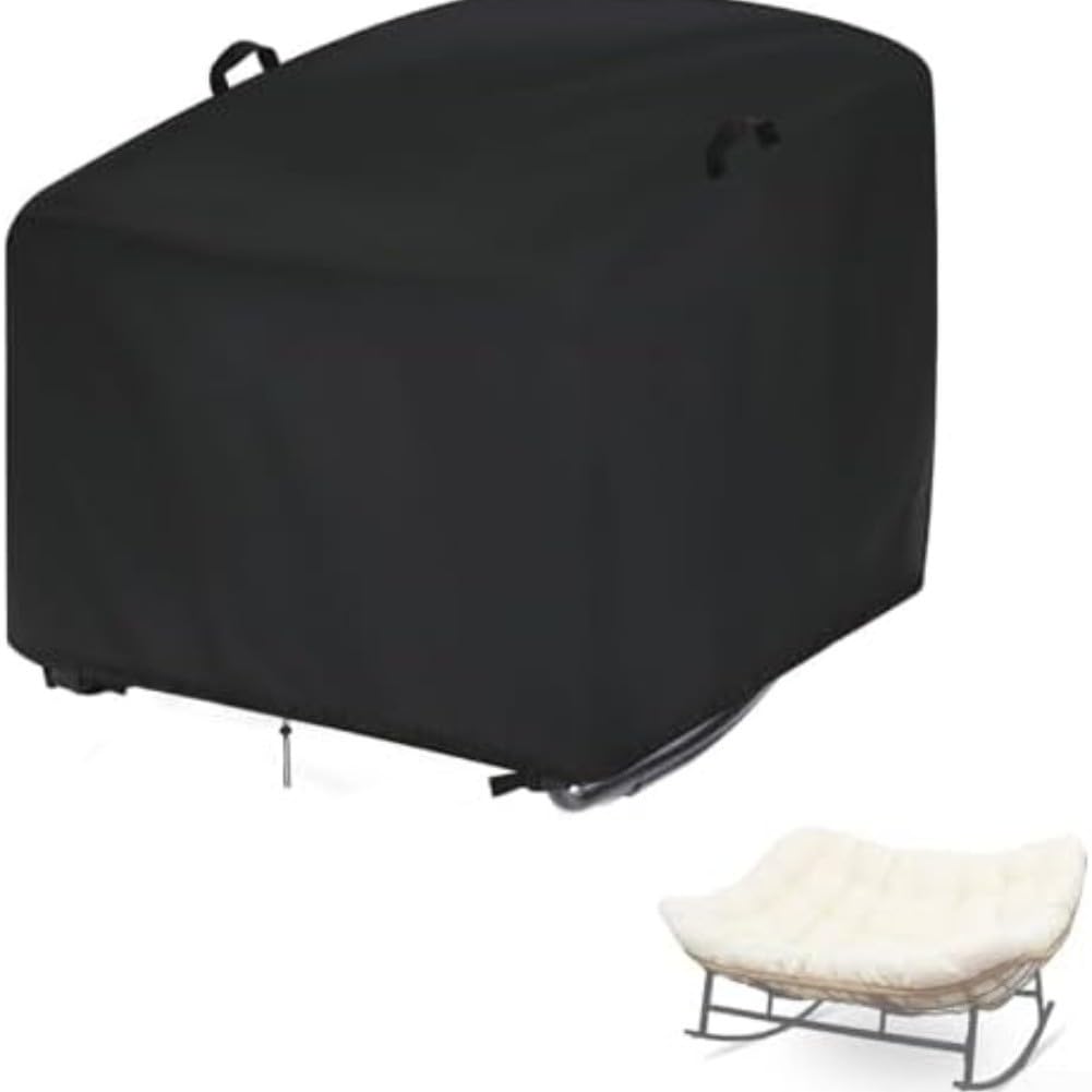 210D Oxford - Funda para silla mecedora de huevos para exteriores con banda elástica, impermeable, resistente a los rayos UV, ajuste cómodo para patio, jardín y sillas de ratán (46 x 38 x 19 pulgadas