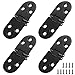 Auvotuis 4Pcs Heavy Duty Folding Table Hinges, Black Sewing Machine Flip Top Hinge Zinc Alloy Butler Tray Hinge with Mounting Screws for Drop Front Desk Drawer, Doors (3.1 x 1.18inch)