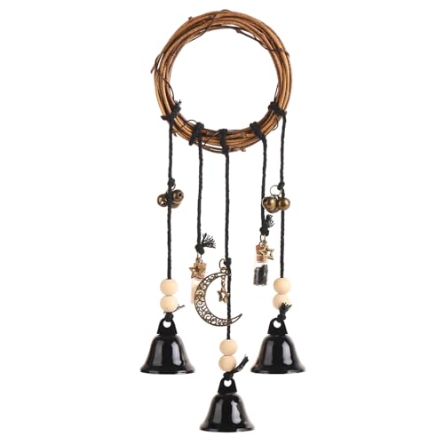 Witch Bells for Door Knob for Protection Hanging Bell Wind Chimes Handmade Decorative Bell for Boho Home Room Witchy Decor(Black)