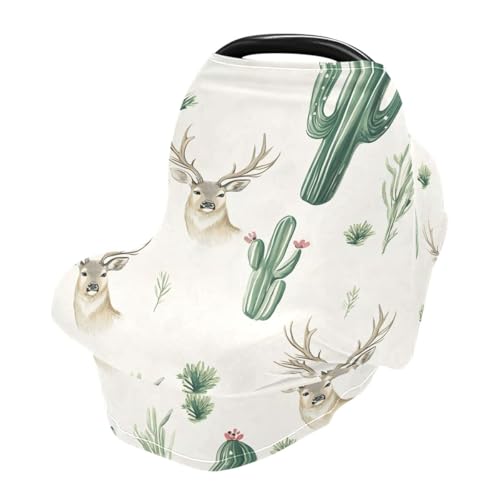 Baby Car Seat Canopy Covers Nursing Cover Stretchy Boys Girls Cactus Deer Grass Carrier Cover Breastfeeding Cover Breathable
