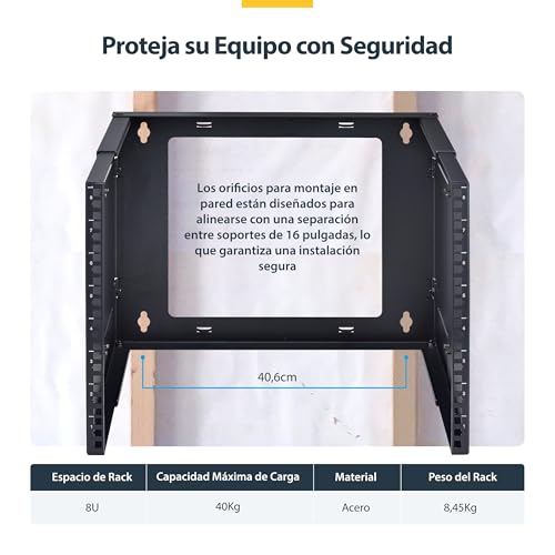 Rack mural 8U 2 postes StarTech de poca profundidad 19in 4