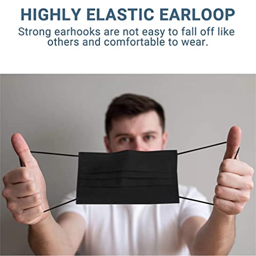 Black Face Mask 100Pcs Disposable Masks Breathable 3 Layer Masks Mouth Cover For Adult Men & Women #TOP4