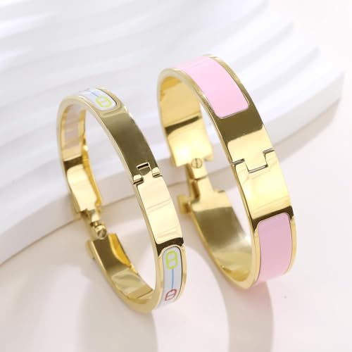 18K Gold Plated Enamel Letter Bracelet (12mm)- A Trendy Token of Love and Friendship4