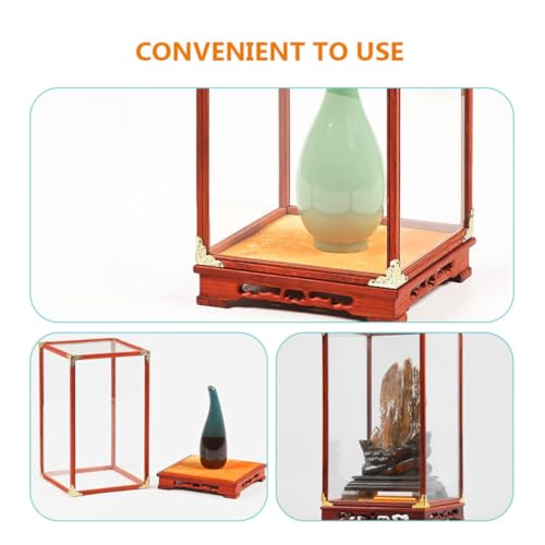 Boîte de rangement transparente en verre et bois pour figurine et objets d'exposition - 4