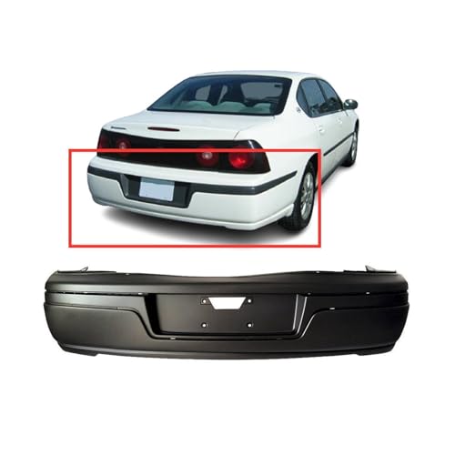 Image of FitParts Compatible with Chevrolet Impala 2000-2004 Rear Bumper Cover | Primed, With Molding Holes, Sedan, Ready to Paint, OEM 12335487, GM1100622