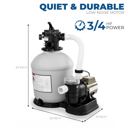 Image of XtremepowerUS 16 inch Sand Filter Pump for Above Ground Swimming Pool, 3 /4 HP 3,100 GPH Pool Pump with 24-Hour Timer, 6-Way Multi-Port Valve, Up to 15,000 Gallons