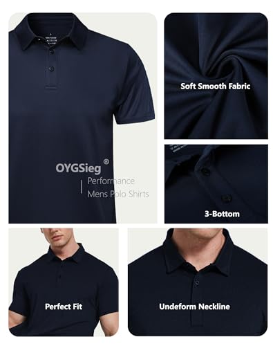 OYGSieg 5 Pack Polo Shirts for Men Quick Dry Short Sleeve T-Shirts Performance Mens Golf Shirts for Work Athletic4