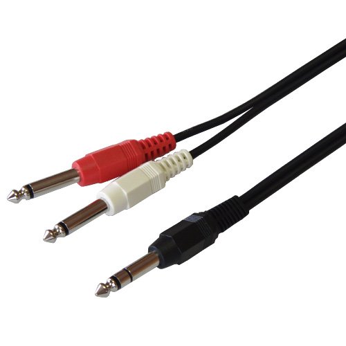 F-Factory [ミュージックシリーズ] ラインケーブル オーディオケーブル 6.3mm ステレオ標準プラグ-6.3mm モノラル標準プラグ×2 (赤・白) 1.5m C-104