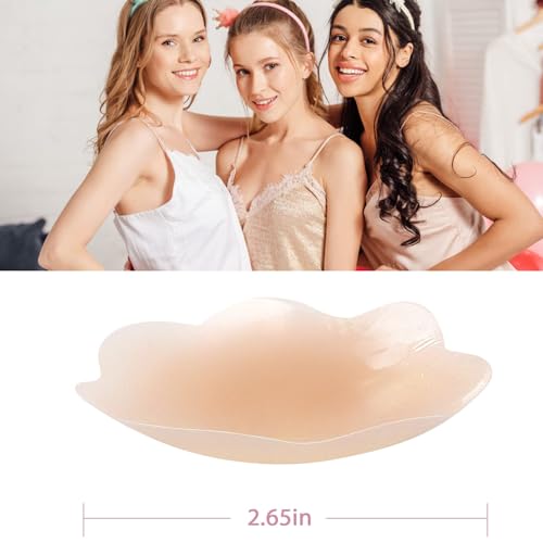 Image of MUQU Nipple Covers Breast - No Show Pasties Reusable Women Sticky Seamless Silicone Breast Covers 2 Pairs Petals