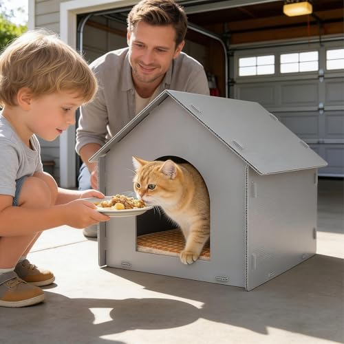 Abri pour chat extérieur étanche avec tapis intégré pour le jardin