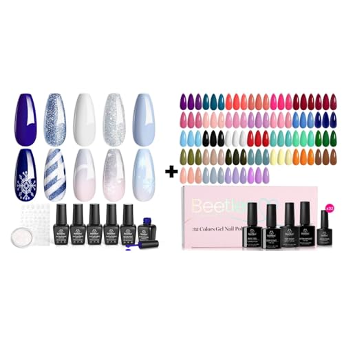 beetles Gel Polish Winter Christmas Nail Set 5 Colors Sparkling