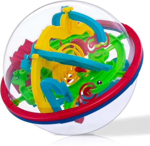 Mainiusi Bola Laberinto 3D 12cm, Intelecto Bola Puzzle 3D Juguetes con 100 Etapas, Regalos para Niños 6 Años, Juegos Laberintos para Niños, Regalos para cumpleaños y Navidad