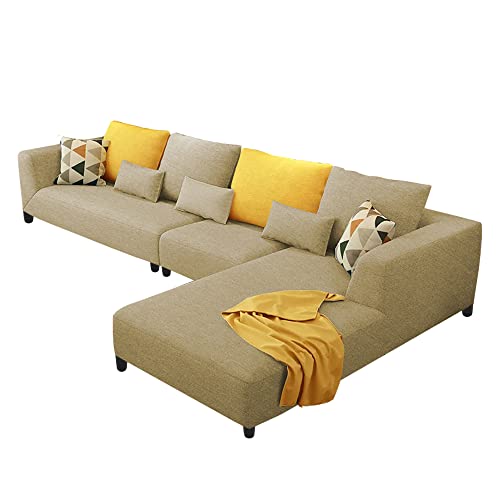 Image of Casaliving Minta RHS 6 Seater L Shape Sofa Set for Living Room (Cream Colour) Premium Fabric Sofa Set for Living Room Sofa